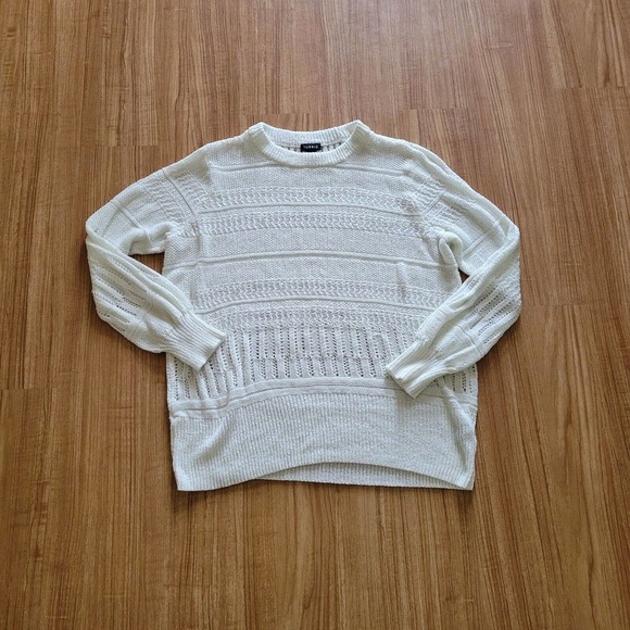 Torrid Sweater Womens Size 1X White Open Knit Crochet Long Sleeve Casual Top - Picture 2 of 11